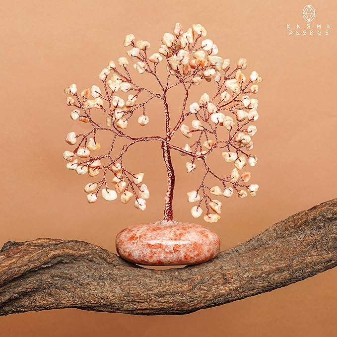 Sun Stone Crystal Tree of Life Office Decor Gifts for Women, Handmade Home Decoration Bonsai Feng Shui Trees for Positive Energy, Good Luck, Money, Meditation, Reiki Healing, Birthday Gifts