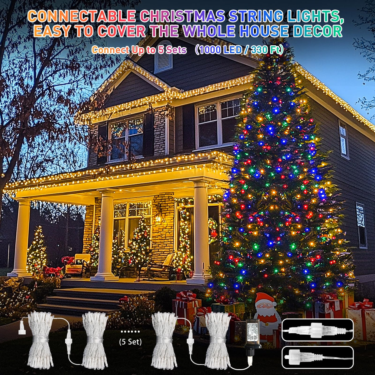 JMEXSUSS 200 LED Warm White & Multicolor Color Changing String Lights