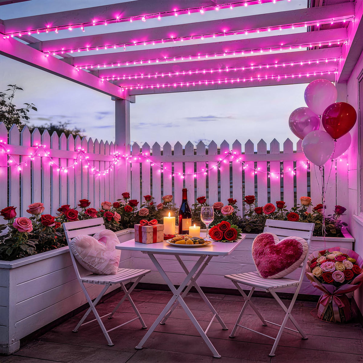 JMEXSUSS 600 LED Pink Christmas String Lights Indoor Outdoor Plug in