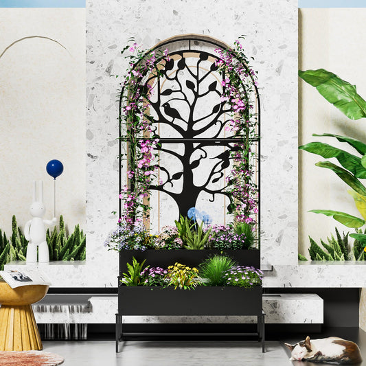 Arched Planter Box Set of 2, Outdoor Privacy Planters, Raised Garden Bed