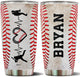 WONWIX Personalized Baseball Tumbler Gifts 20oz Travel Cup Coffee Mug Stainless Steel Insulated with Lid Gift for Men Women Sports Lovers Baseball Fan Players Coach