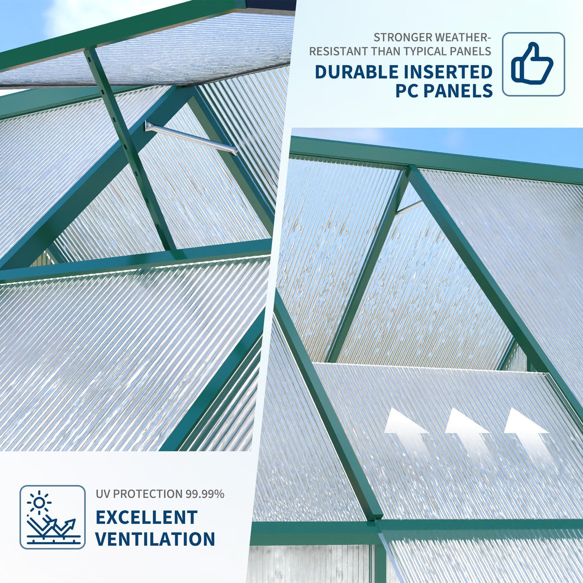 6x9 ft Outdoor Walk-in Greenhouse Aluminum Frame Polycarbonate Panel