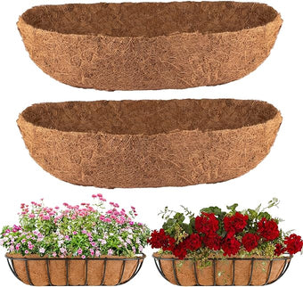 2Pcs Trough Coco Liner 24" Coco Coir Liners for Planters, Liners for Window Boxes Liners, Wall Basket Planters, Railing Hanging Baskets, Garden Planter Baskets