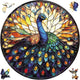 Qiuenisray Jigsaw Puzzles for Adults 200 Pieces, Beautiful Wooden Puzzles Stained Glass Peacock, FSC Certified Unique Shape Adult Puzzles, for Family Friend 11.2 x 11.2 in