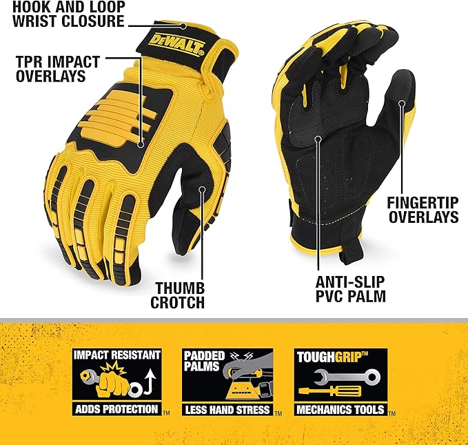DEWALT DPG781 Performance Mechanic Work Glove with TPR Impact Protection and Anti-Slip Grip - X-Large (1 Pair)