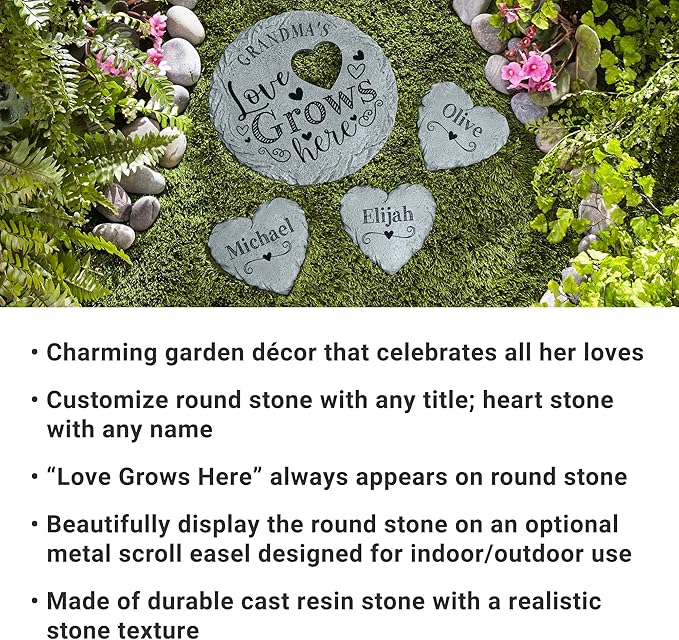 Let's Make Memories Personalized Garden Stone - Resin - Custom Garden Décor - Heart Stepping Stone - for Dad - for Father's Day
