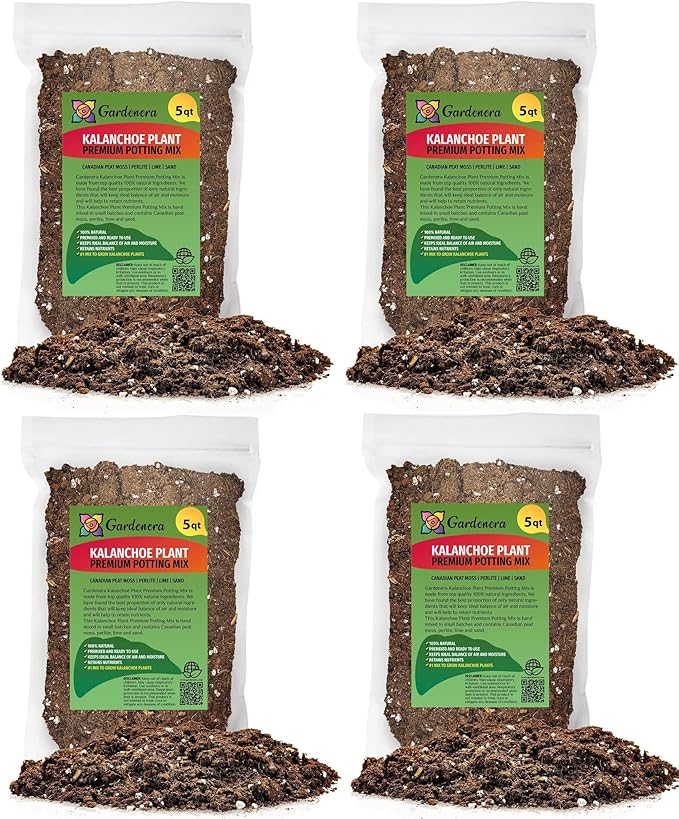 Gardenera Kalanchoe Plant Premium Potting Mix - 20 Quart - Optimize Growth with Natural Ingredients (4 Bags of 5 Quartz)