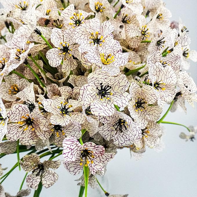 Uieke 72 Bundles Outdoor Artificial Flowers UV Resistant Outdoor Fake Flowers No Fade Faux Plastic Plants for Garden Porch Window Box Home Outside Spring Summer Décor (White)