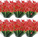 JEMONG 20 Bundles Artificial Flowers Outdoor UV Resistant Fake Flowers No Fade Faux Plastic Plants Garden Porch Window Box Decorating (Deep Red)…