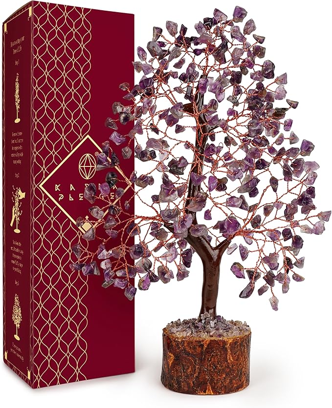 Crystal Tree of Life Amethyst Healing Crystal Trees for Home & Office Decoration, Handmade Crystal Money Bonsai Trees for Positive Energy, Good Luck, Christmas Decor, Birthday Gifts for Women, Mom