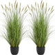 KOL 4ft 2-Pack Artificial Cattail Reed Grass, 47.2’’ Artificial Indoor Outdoor Fake Onion Grass Plant, Home Office Wedding Decorative Potted Plant Faux Greenery, Housewarming Gift, Green