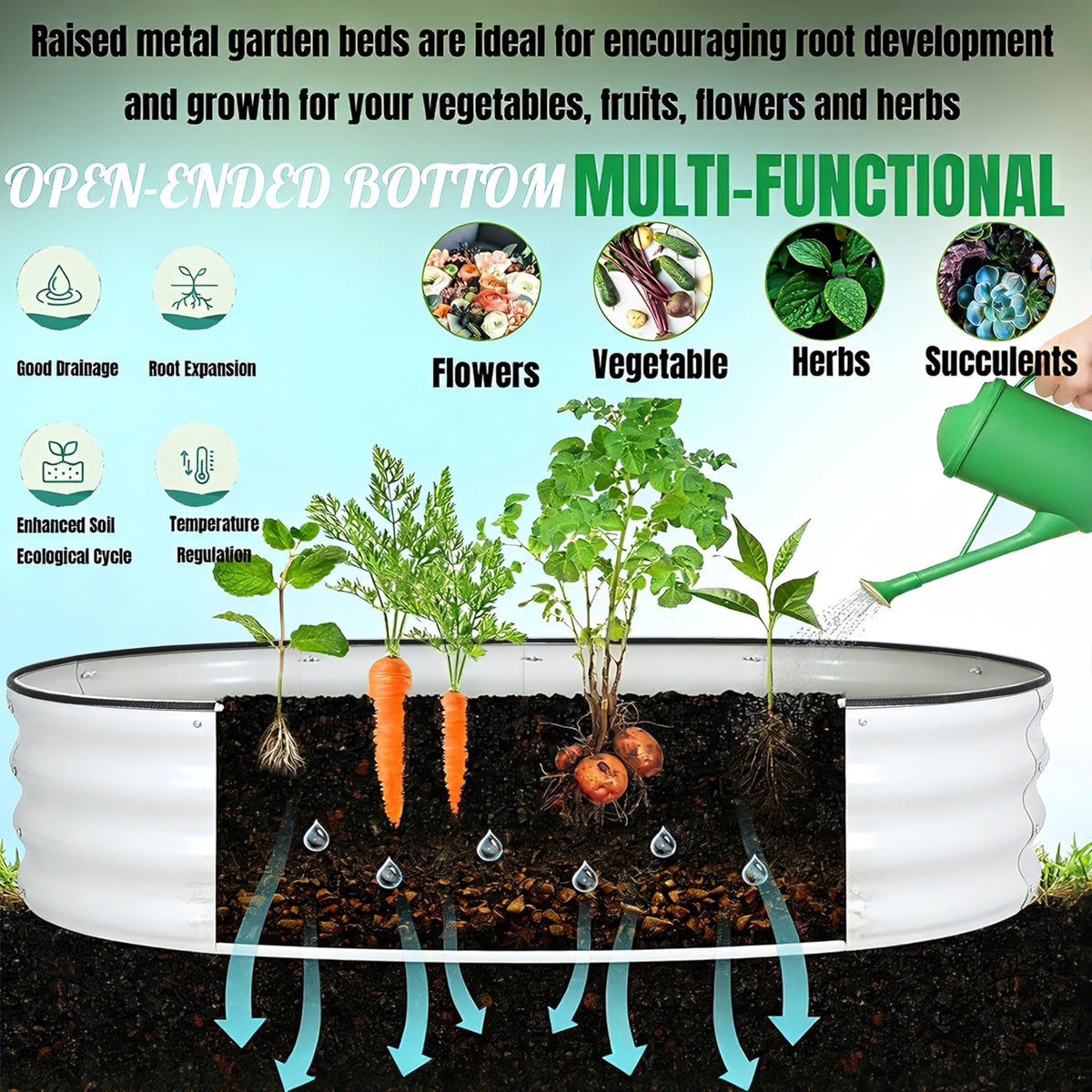 NestNature 17" Tall Galvanized Garden Bed,10-in-2 Modular Raised Garden Bed