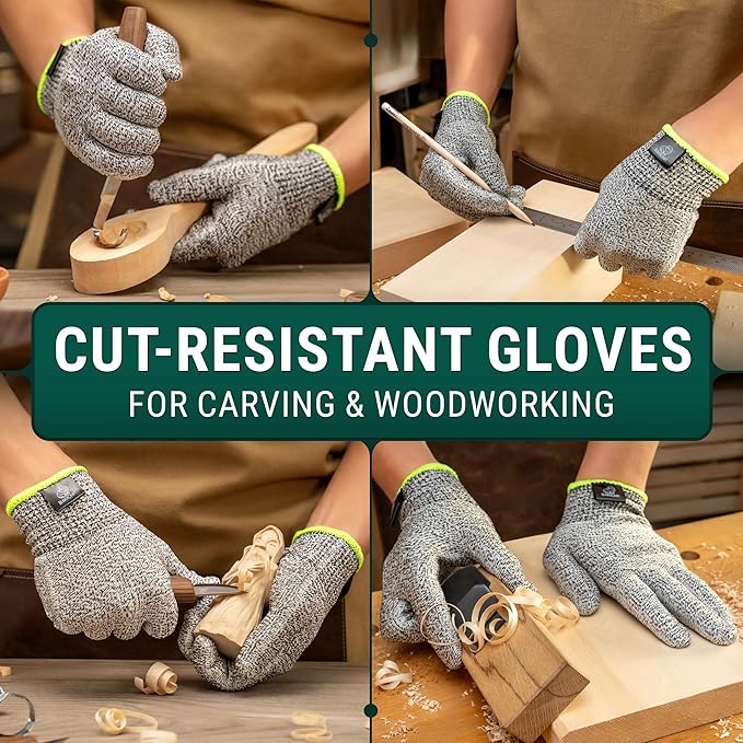 BeaverCraft Wood Carving Gloves CRG - Cutting Cut Resistant Gloves Level 5 for Whittling, Woodworking, Food Prep