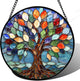 DASTOLL Stained Glass Window Hanging, Colorful Tree of Life Sun Catchers Glass Panel Blue Suncatcher Decor for Birthday for Women, Men, Wife, Aunt, and Mom 14.9x14.9 in