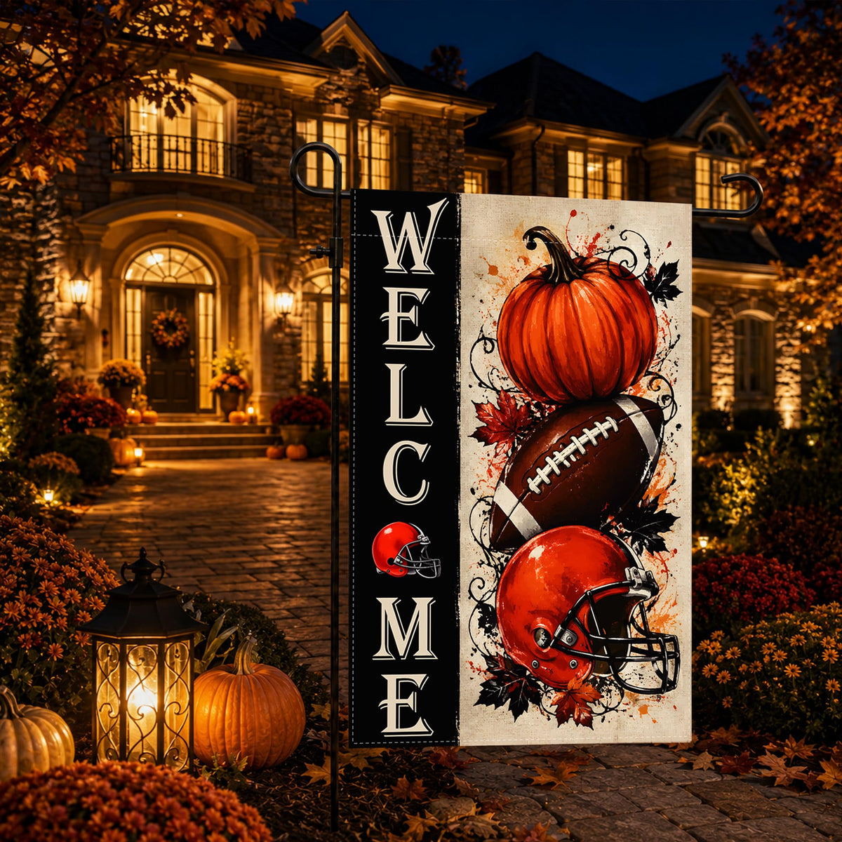 Fall Decor - Double Sided Fall Football Welcome Garden Flag