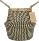 Blueming Wicker Plant Basket – Small 8-9 Inch Medium Seagrass Pot for Faux Olive Tree, Snake Plant or Houseplants, Black Decorative Planter for Home Decor