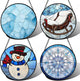 AMDERVEN Stained Glass Window Hanging 4 Pcs Set Blue White Christmas Snowman Snowflake Large 15" - Suncatcher Door Garden Sun Catcher Decor Birthday Mother's Day Xmas Gifts for Mom Woman Nana Men