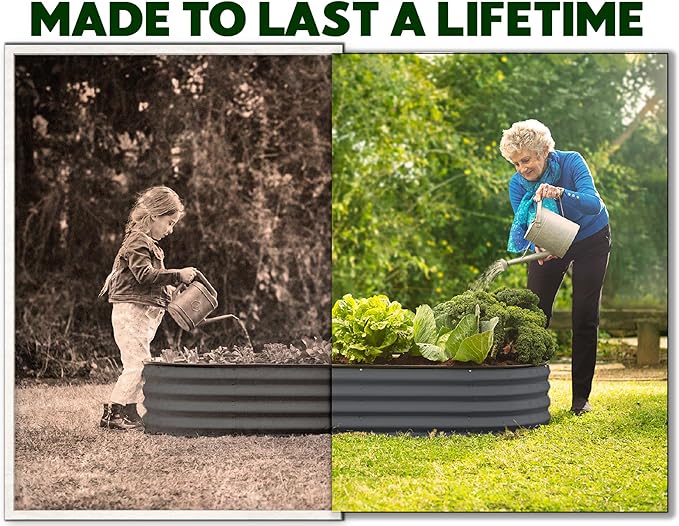 Galvanized Raised Garden Beds Outdoor // 4×2×1 ft (2-Pack) Planter Raised Beds for Gardening, Vegetables, Flowers // Large Metal Garden Box (Gray) // Patented Tool-Free Design