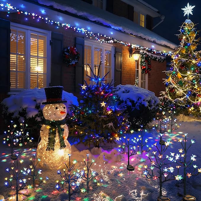 IUEECEN Solar Garden Lights Outdoor,Solar Lights Outdoor Decorative Waterproof for Outside 6Pack, 120Led Solar Flowers Garden Decor, Yard Pathway,Patio Fairy Decorations,Gardening Gifts for Women Mom