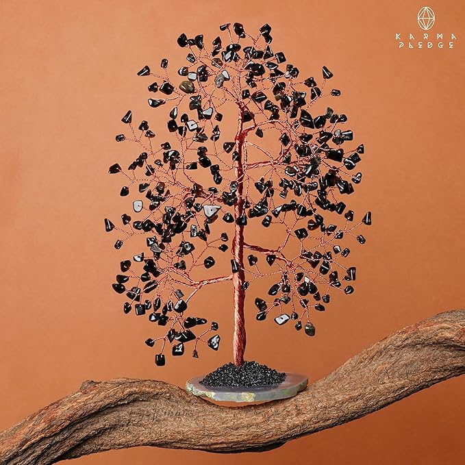 Crystal Trees for Home and Office Decoration, Blask Obsidian Chakra Healing Crystals Feng Shui Handmade Trees for Positive Energy, Money, Good Luck, Christmas Decor, Birthday Gifts for Women, Mom