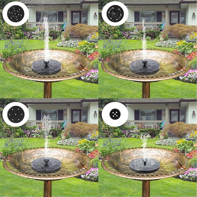Mademax Solar Bird Bath Fountains Pump, Upgrade 1.4W Solar Fountain with 6 Nozzle, Free Standing Floating Solar Powered Water Fountain Pump for Bird Bath, Garden, Pond, Pool, Outdoor