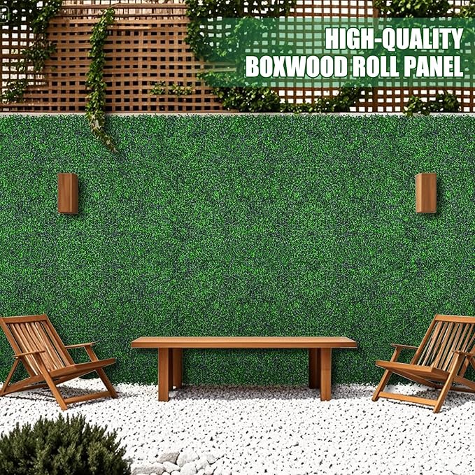 Yangrass Artificial Greenery Wall Roll,71"x 144"(72 sq.ft) UV-Anti Faux Boxwood Roll Panels Greenery Backdrop, Vine Leaf Fence Panels for Garden Fence Covering Privacy, Outdoor Indoor Home Decor