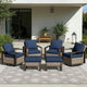 Joyside Outdoor Patio Swivel Rocker Chairs, 5 Pieces Wicker Furniture Set, 2 Swivel Rocking Chairs and 2 Ottoman, Metal Wide Armrest, Thick Cushions and Deep Seating for Garden, Backyard, Porch, Deck