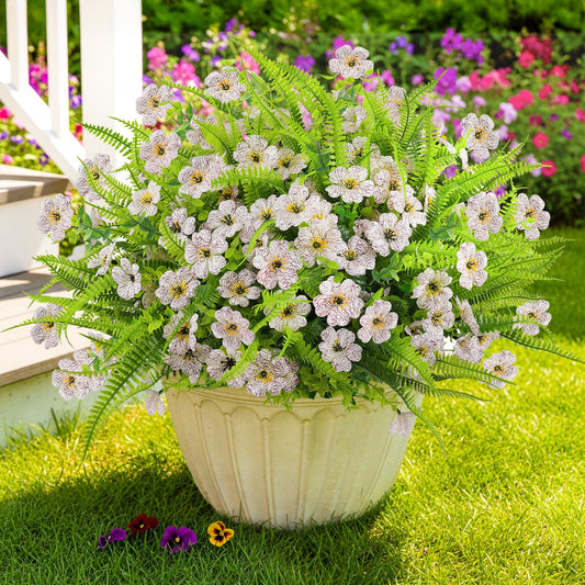 ATTGREAT Artificial Flowers for Outdoors UV Resistant, 12 Bundles(White)