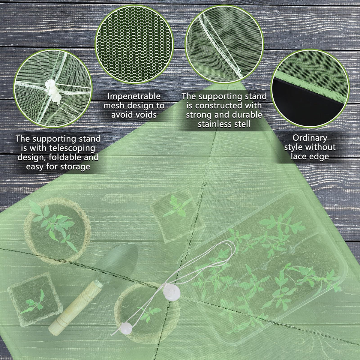 Sawysine 4 Pack Mesh Plant Cover Dome Tent Protector,15 X 15 Inch,Green