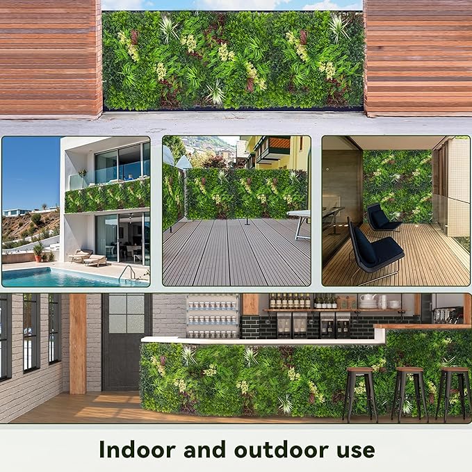 DOPGIB Artificial Grass Wall Boxwood Plant Panel: 20"x20"(12P) UV Resistant Green Leaves Faux for Interior Wall Backdrop,Garden and Indoor Outdoor Wall&Fence Covering Privacy，Party Wall Fence Decor