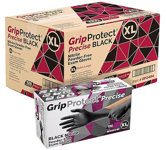 GripProtect® Precise Black Nitrile Gloves, Exam, 4 Mil, Food, Home, Cleaning, Medical/Dental, Tattoo (X-Large, 1,000)