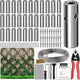 Acemaker Wire Trellis for Climbing Plants Outdoor, 30-Set Wall Wire Trellis Kit with 1/8in x 150ft Stainless Steel Cable & Cutter, T316 Cylindrical Espalier System for Fence and Garden DIY Projects