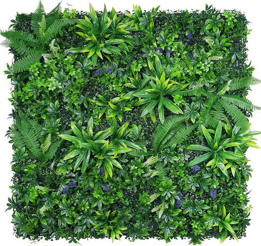 Yangrass Grass Wall Panels Set of 6, Artificial Hedge Panels Greenery Wall, UV Protected Faux Grass Backdrop Privacy Fence Screen, Greenery Wall for Outdoor Indoor Garden Birthday Wedding Decor