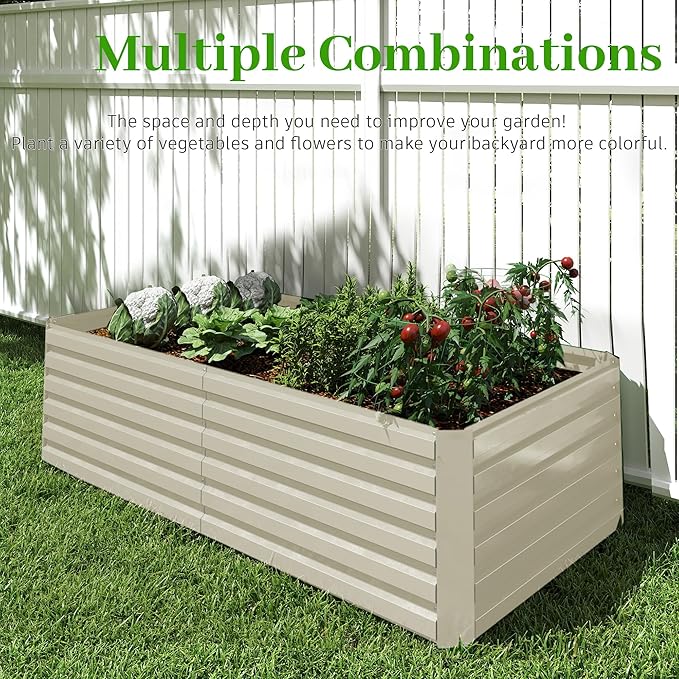 6x3x2 ft Raised Garden Bed, Large Metal Planter Raised Beds, Planters for Outdoor Plants for Vegetables, Flowers, Herbs, Fruits, and Succulents.(2 Pcs, Yellow)