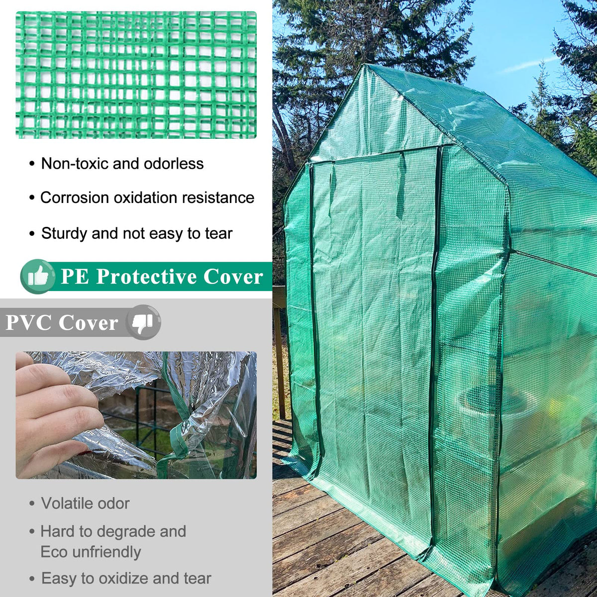 56x30x76 Portable Walk-in Greenhouse for Outdoors, Plant House with Shelves