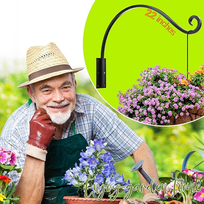 AJART Hanging Plant Hanger Outdoor: 22-Inch Bird Feeder Wall Hooks - Heavy-Duty Plant Bracket Hook for Hanging Flower Baskets