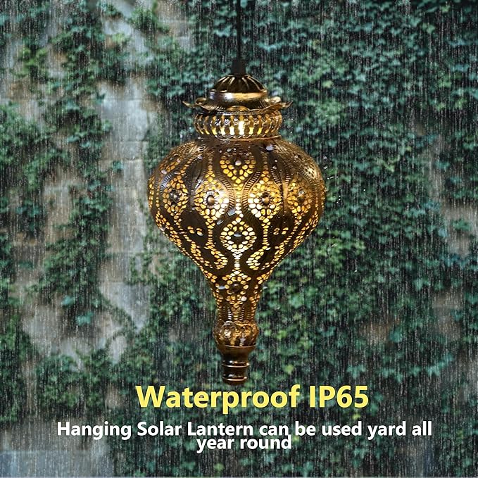 Solar Moroccan Lantern Outdoor Garden Decor(2 Pack) Solar Lanterns Outdoor Waterproof, Lanterns Decorative Outdoor Lights for Patio Pathway Yard Porch Backyard.