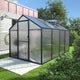 Mupater 6x8 FT Aluminum Frame Greenhouse, Heavy-Duty Polycarbonate Greenhouse with Lockable Door and Adjustable Roof Vent, Walk-in Green House Kit for Outdoors, Garden, Lawn, Backyard, Grey