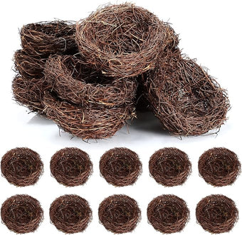 Therwen 10 Pcs Easter Artificial Bird Nest Crafts Birdhouse Nest Natural Rattan Nests for Easter Decor Home Party Wedding Patio Garden Yard Succulent Planter Moss Landscape DIY Terrarium (5.9 Inch)