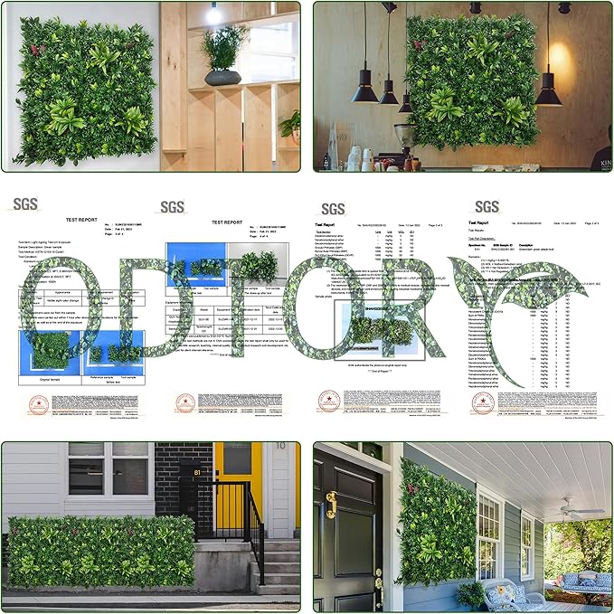 ODTORY Artificial Boxwood Panels: 20"x20" 8P UV-Anti Fake Grass Ivy Privacy Hedge Greenery Backdrop Fence Wall Screen for Garden Fence Covering Privacy, Outdoor Indoor Home Decor