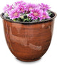 Headwind Glazed Ironstone Hamilton Collection Decorative Plant Pot – 14" Chestnut Brown Pot – Lightweight & Durable with Drainage Flower Pots for Indoor Plants & Outdoor Planter Use by Robert Allen
