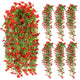 FineCheer 6 Pcs Fall Artificial Hanging Flowers Outdoor, Red