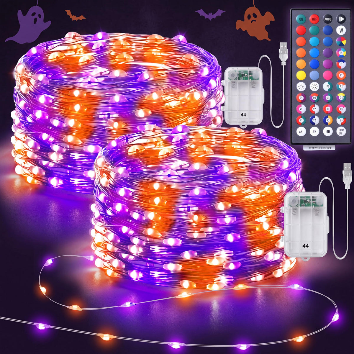 LitHome 2Pack 34 Colors Changing Fairy Lights Battery Operated with Remote