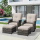 4 Piece Outdoor Wicker Patio Furniture Set, Outdoor Swivel Rocker Patio Chairs Set with Thickened Olefin Cushions, High Back and Deep Seating, Hand-Woven PE Rattan, Ottoman for Porch, Deck