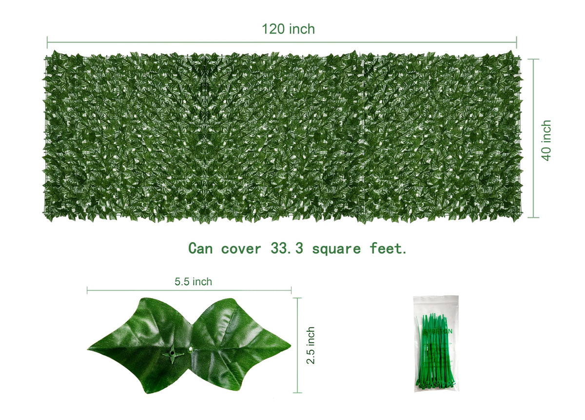 Balcony Privacy Screen, 40"x 120" Artificial Ivy Privacy Fence Panel