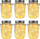 GIGALUMI Hanging Mason Jar Solar Lights, 6 Pack 30 Led Tinplate Lids Hanging Solar Lanterns Outdoor Waterproof, Hangers and Jars Included, Outdoor Decor for Balcony, Garden, Patio, Yard, Wedding