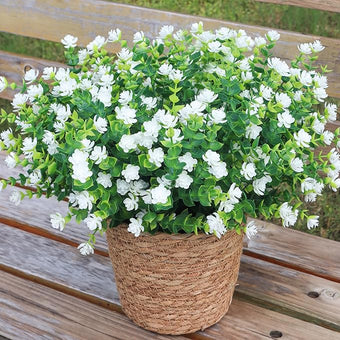 BCBLF Artificial Flowers for Outdoors, Outdoor Faux Plants, 12 Bundles UV Resistant Realistic, Faux Flowers for Outdoor Planters, Spring Summer Home Garden Decoration, White