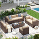 Aoxun Patio Furniture Sets, 10-Piece Outdoor Patio Furniture with Thick Cushions, Wicker Outdoor Conversation Set Sectional Sofa for Backyard, Poolside, Garden