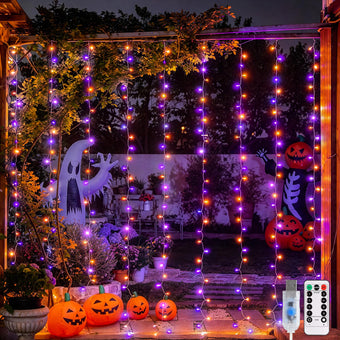 JMEXSUSS 200 LED USB Plug in Orange and Purple Halloween Lights