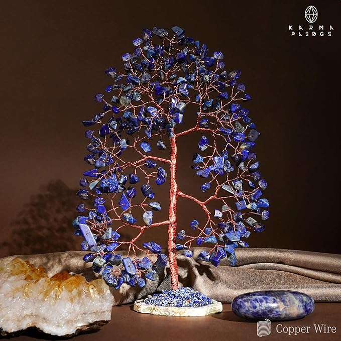 Crystal Trees for Home and Office Decoration, Lapis Lazuli Chakra Healing Crystals Feng Shui Handmade Trees for Positive Energy, Money, Good Luck, Christmas Decor, Birthday Gifts for Women, Mom